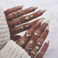 Shangjie OEM Anillo Retro Ring Set Boho Alloy Rings sets pour tous les doigts des anneaux gothiques cool